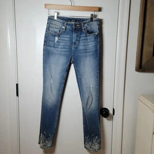 Miss Me Embroidered Ankle Skinny Jeans | Size 26